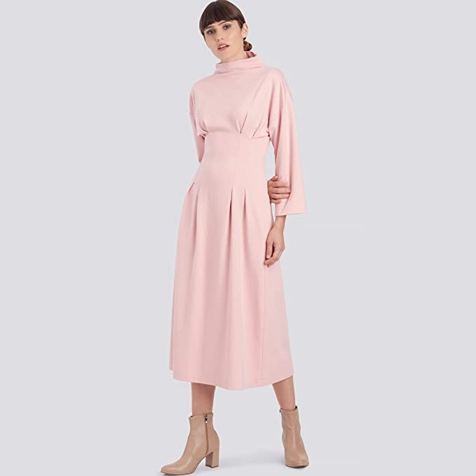 SIMPLICITY SS9174U5 U5 (16-18-20-22-24) Ladies Knit Dress Length with Funnel Neck Long, 3/4 or Short Sleeves